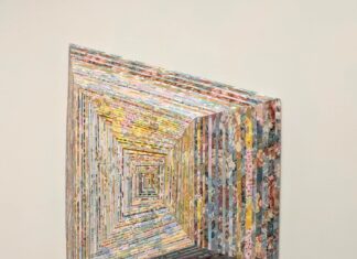 Amy Feigley-Lee’s Abstract Sculptures Made from Vintage Wallpaper Play with Viewer’s Perception